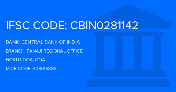 Central Bank Of India (CBI) Panaji Regional Office Branch IFSC Code