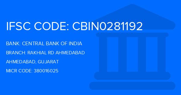 Central Bank Of India (CBI) Rakhial Rd Ahmedabad Branch IFSC Code