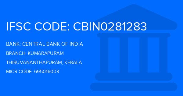 Central Bank Of India (CBI) Kumarapuram Branch IFSC Code