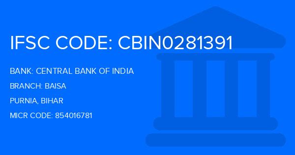 Central Bank Of India (CBI) Baisa Branch IFSC Code
