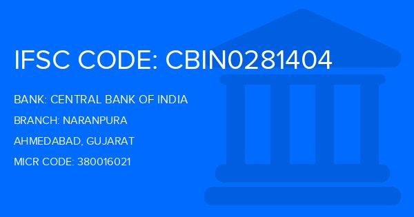 Central Bank Of India (CBI) Naranpura Branch IFSC Code