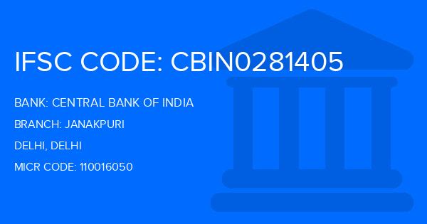 Central Bank Of India (CBI) Janakpuri Branch IFSC Code