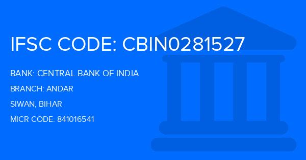 Central Bank Of India (CBI) Andar Branch IFSC Code