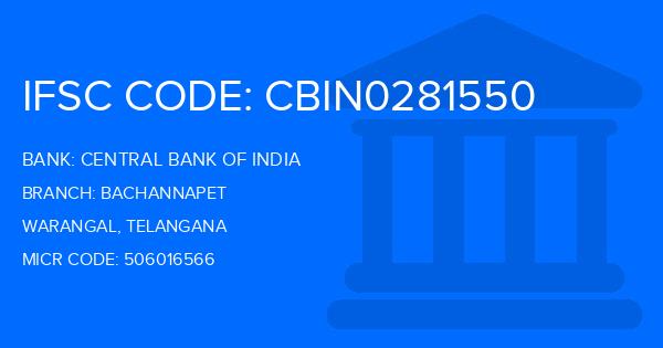 Central Bank Of India (CBI) Bachannapet Branch IFSC Code