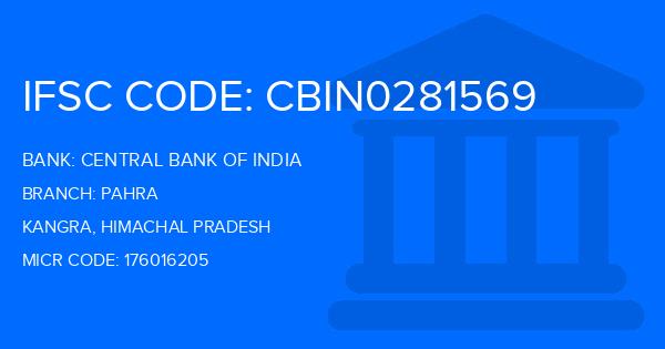 Central Bank Of India (CBI) Pahra Branch IFSC Code