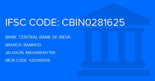 Central Bank Of India (CBI) Bamnod Branch IFSC Code