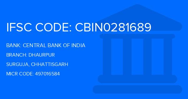 Central Bank Of India (CBI) Dhaurpur Branch IFSC Code