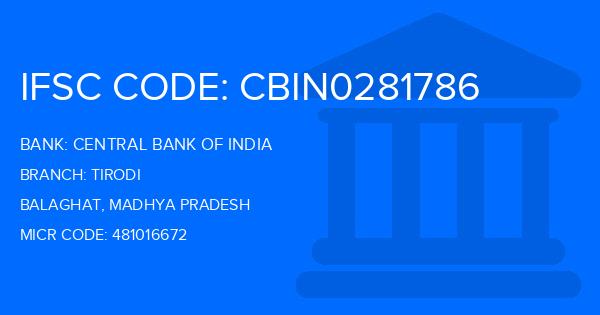 Central Bank Of India (CBI) Tirodi Branch IFSC Code
