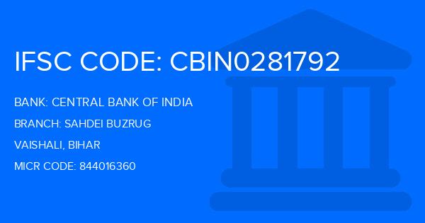 Central Bank Of India (CBI) Sahdei Buzrug Branch IFSC Code