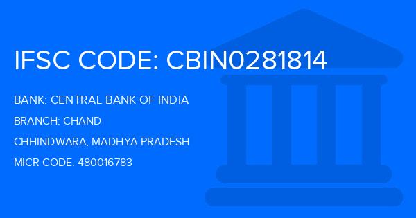 Central Bank Of India (CBI) Chand Branch IFSC Code