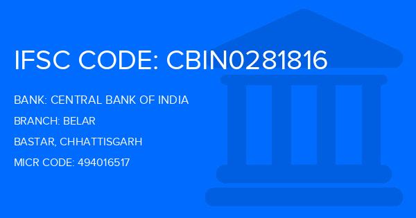 Central Bank Of India (CBI) Belar Branch IFSC Code