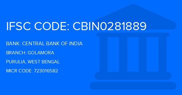 Central Bank Of India (CBI) Golamora Branch IFSC Code