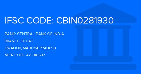 Central Bank Of India (CBI) Behat Branch IFSC Code