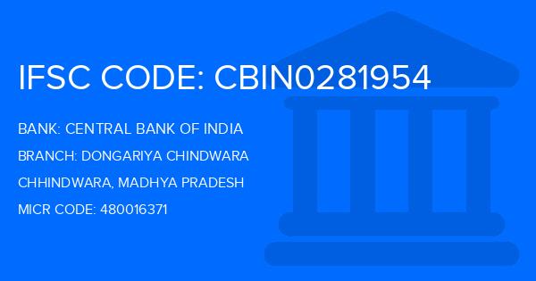 Central Bank Of India (CBI) Dongariya Chindwara Branch IFSC Code