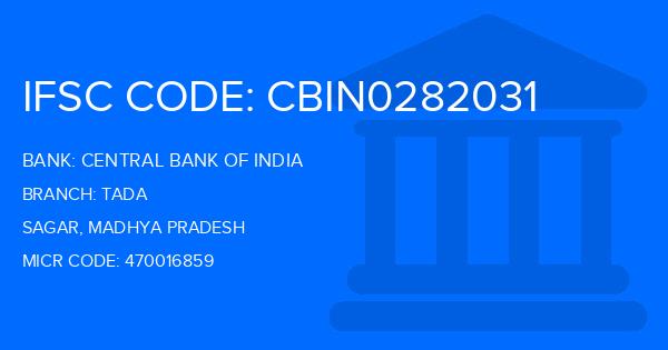 Central Bank Of India (CBI) Tada Branch IFSC Code