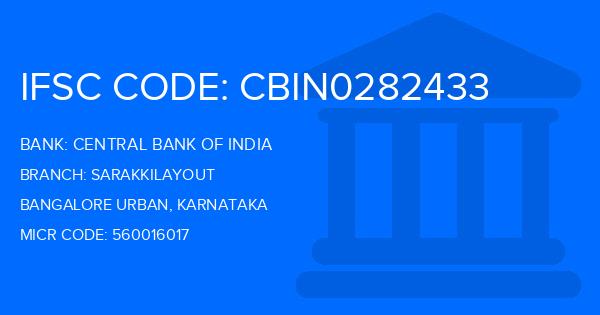Central Bank Of India (CBI) Sarakkilayout Branch IFSC Code