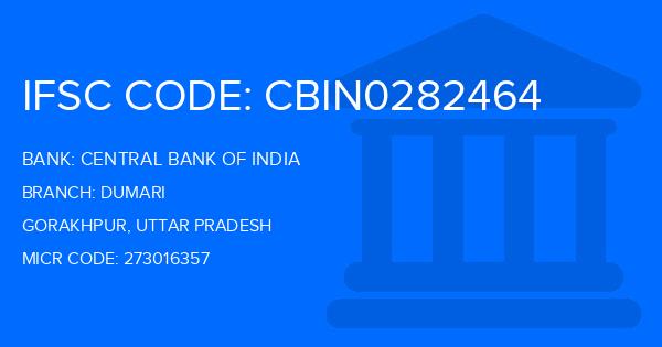 Central Bank Of India (CBI) Dumari Branch IFSC Code