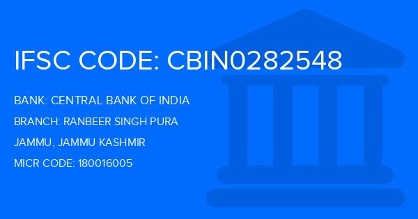 Central Bank Of India (CBI) Ranbeer Singh Pura Branch IFSC Code