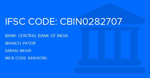 Central Bank Of India (CBI) Pateri Branch IFSC Code