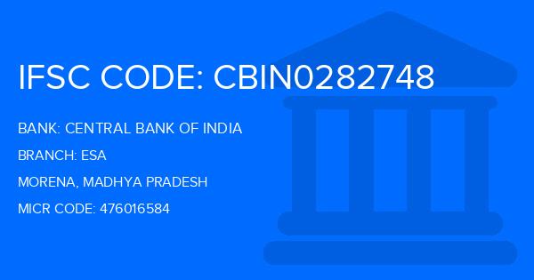 Central Bank Of India (CBI) Esa Branch IFSC Code