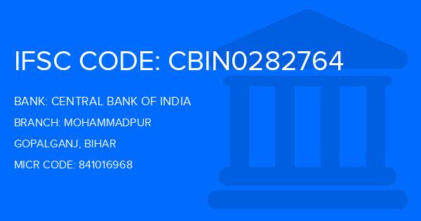 Central Bank Of India (CBI) Mohammadpur Branch IFSC Code