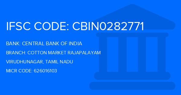 Central Bank Of India (CBI) Cotton Market Rajapalayam Branch IFSC Code