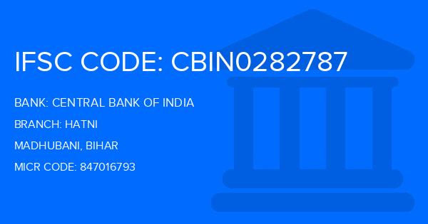 Central Bank Of India (CBI) Hatni Branch IFSC Code