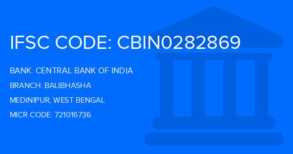 Central Bank Of India (CBI) Balibhasha Branch IFSC Code
