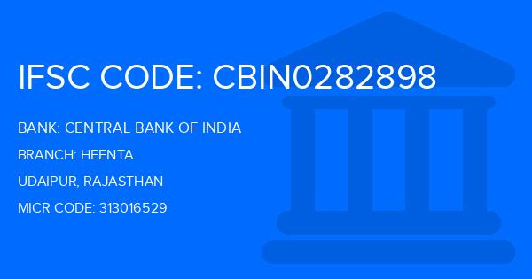 Central Bank Of India (CBI) Heenta Branch IFSC Code