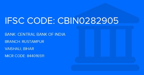 Central Bank Of India (CBI) Rustampur Branch IFSC Code