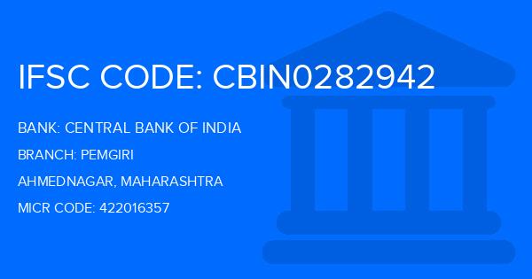 Central Bank Of India (CBI) Pemgiri Branch IFSC Code