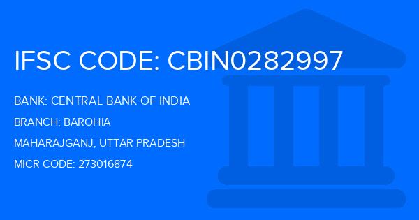 Central Bank Of India (CBI) Barohia Branch IFSC Code