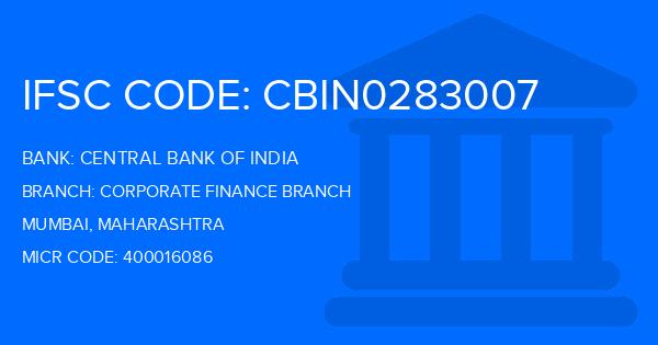 Central Bank Of India (CBI) Corporate Finance Branch