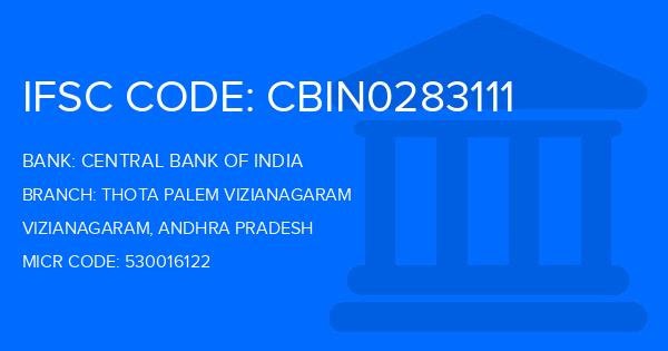 Central Bank Of India (CBI) Thota Palem Vizianagaram Branch IFSC Code