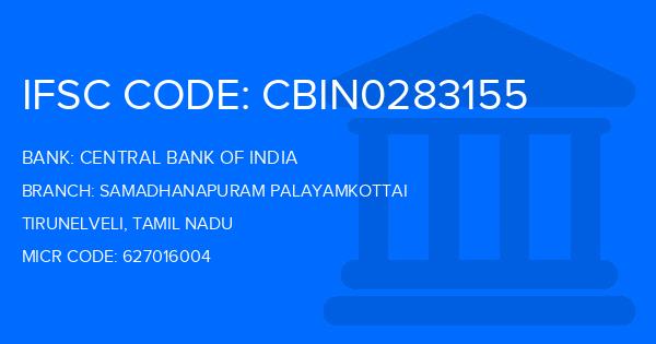Central Bank Of India (CBI) Samadhanapuram Palayamkottai Branch IFSC Code