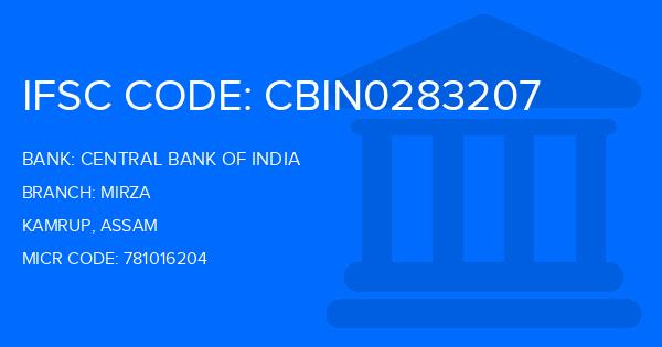 Central Bank Of India (CBI) Mirza Branch IFSC Code