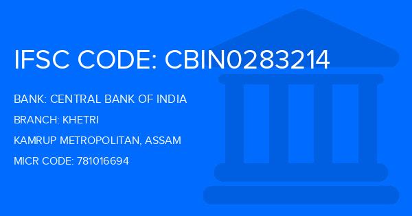 Central Bank Of India (CBI) Khetri Branch IFSC Code