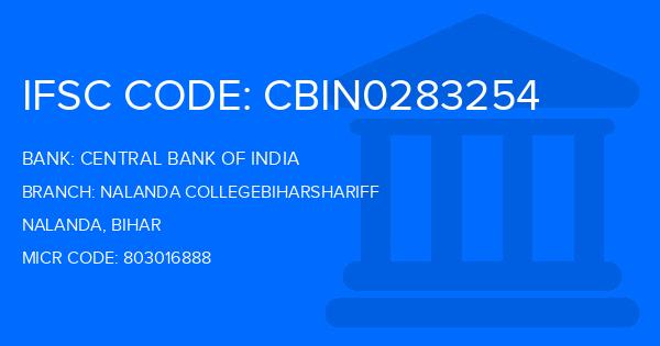 Central Bank Of India (CBI) Nalanda Collegebiharshariff Branch IFSC Code