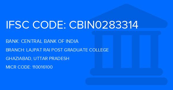 Central Bank Of India (CBI) Lajpat Rai Post Graduate College Branch IFSC Code