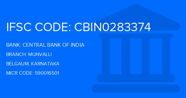 Central Bank Of India (CBI) Munvalli Branch IFSC Code