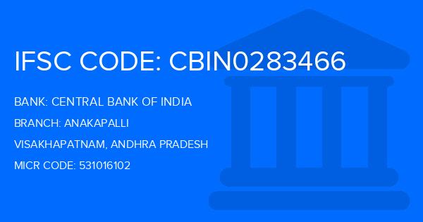 Central Bank Of India (CBI) Anakapalli Branch IFSC Code