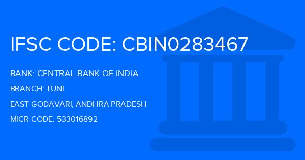 Central Bank Of India (CBI) Tuni Branch IFSC Code
