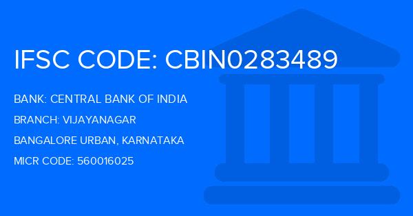 Central Bank Of India (CBI) Vijayanagar Branch IFSC Code