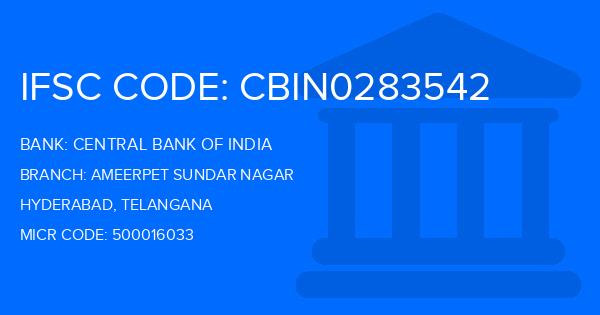 Central Bank Of India (CBI) Ameerpet Sundar Nagar Branch IFSC Code