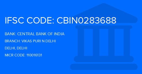 Central Bank Of India (CBI) Vikas Puri N Delhi Branch IFSC Code