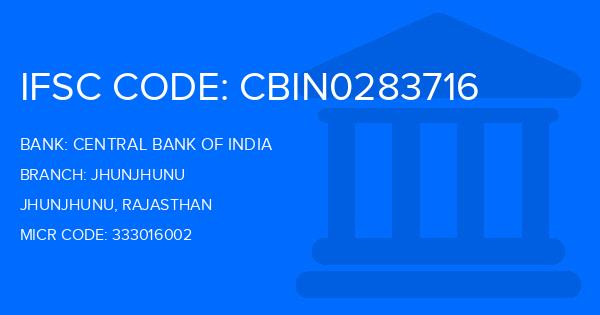 Central Bank Of India (CBI) Jhunjhunu Branch IFSC Code