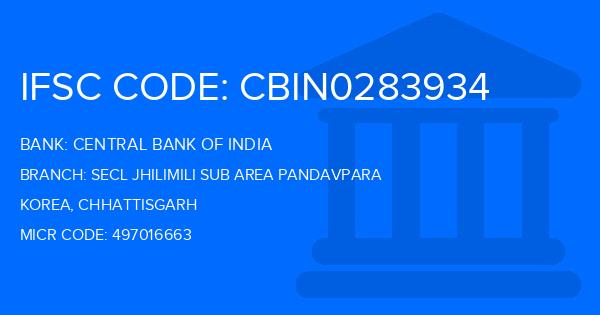 Central Bank Of India (CBI) Secl Jhilimili Sub Area Pandavpara Branch IFSC Code