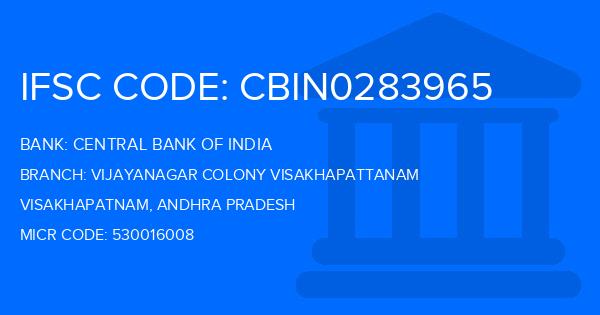 Central Bank Of India (CBI) Vijayanagar Colony Visakhapattanam Branch IFSC Code