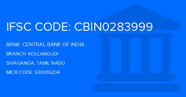 Central Bank Of India (CBI) Kollangudi Branch IFSC Code