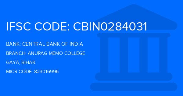 Central Bank Of India (CBI) Anurag Memo College Branch IFSC Code